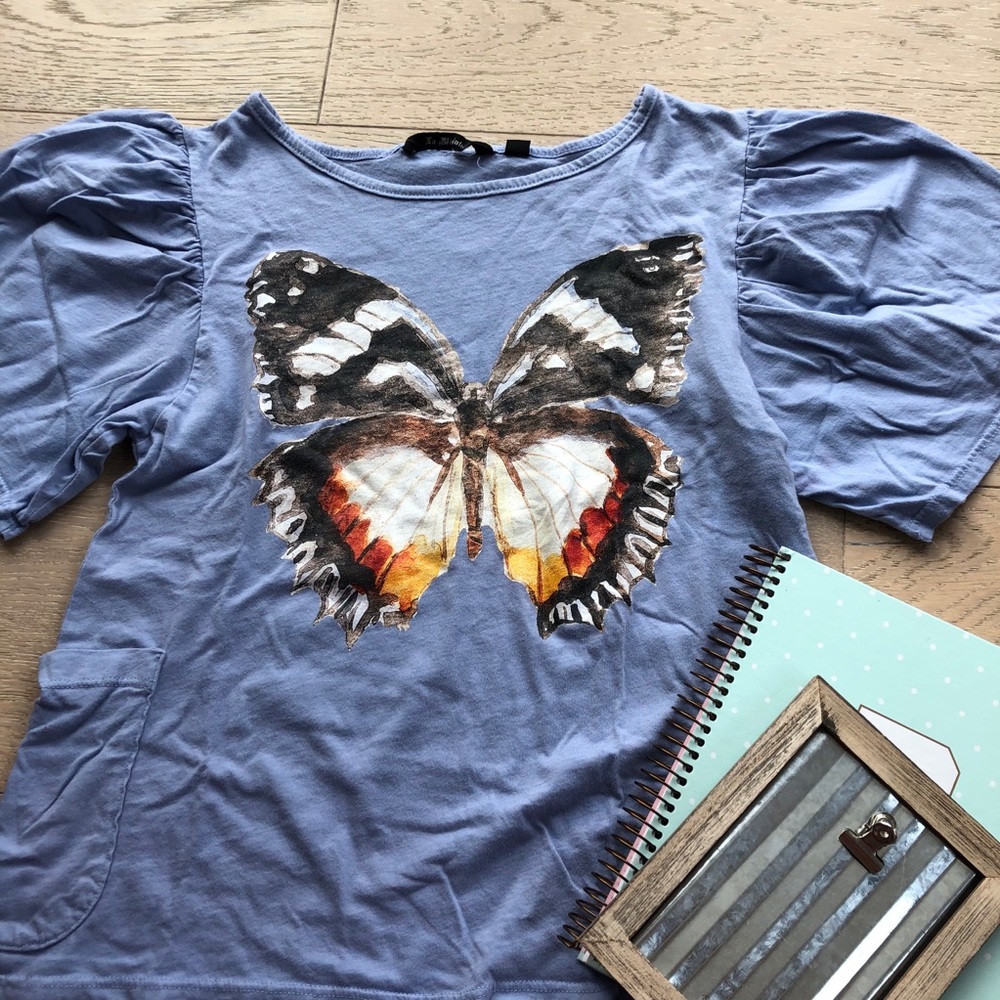 La Miniatura puffed sleeves butterfly print 10